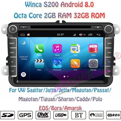 Winca S200 Android 8.0 Car DVD Player Radio For VW Caddy Polo EOS Sharan T5 Bora Amarok Magotan Beetle Stereo GPS Navigation MP3
