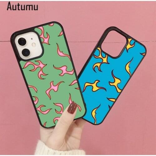 Phone Case for iPhone 12 mini X XS XR 11 Pro Max SE 2020 5 5s 6 6S 7 8 Plus Samsung Galaxy S8 S9 S10 S20 S21 ultra Flames Cover