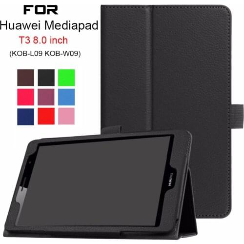 Litchi Stand PU Leather Protector Case For Huawei MediaPad T3 8.0 KOB-L09 KOB-W09 Funda cover for Honor PlayPad 2 8.0 case+Gifts