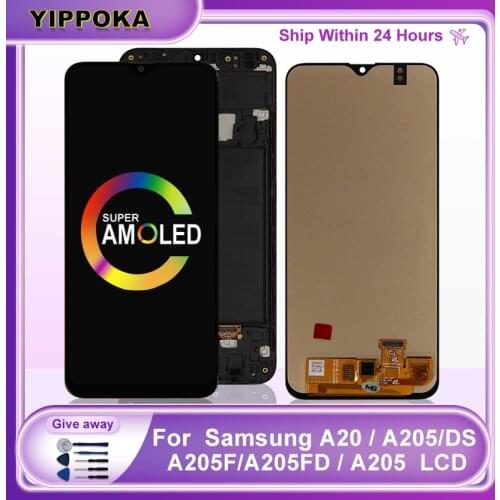 Super AMOLED For Samsung A20 A205 SM-A205F LCD Display Touch Screen Replacement Parts For Samsung Galaxy A20 A205 A205F display