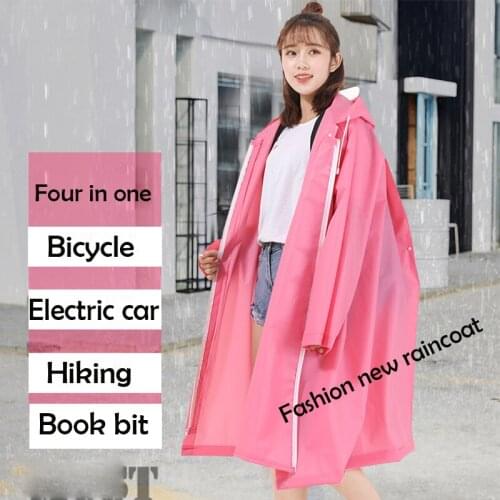 2019 Hot Sale EVA Raincoat Women/Men Zipper Hooded Poncho Motorcycle Rainwear Long Style Hiking Poncho Environmental Rain Jacket