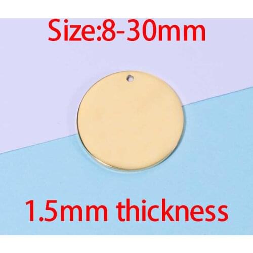 Fnixtar 20Pcs/Lot Size 8-30mm Mirror Polished Gold Color Stainless Steel Round Pendants Stamping Blanks For DIY Making Necklace