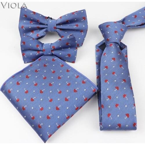 Parent-Child Lovely Cartoon Neck Tie Set 6cm Tie Men kids Butterfly Party Banquet Bowtie Hankie Pocket Square Accessory Gift