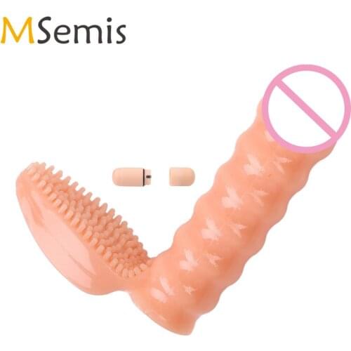 Flexible TPE Silicone Finger Dildo Vibrator Adult Product Prostate Clitoris Stimulation Massager G Spot Vibrating Brush Sex Toys