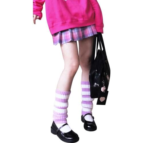Hirigin Kids Fashion Leg Warmer Girls Japanese Striped Long Tube Knitted Stocking Leg Sleeve Pile of Sock for Spring Fall Winter