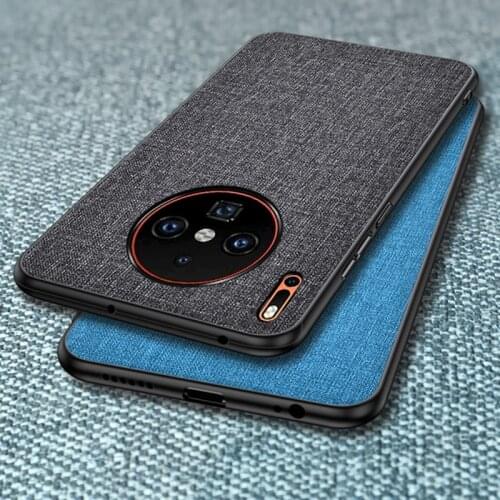 Ikrsses Case For Huawei Mate 30 Pro Luxury PU hard shell back Soft TPU Simple Cloth Case For Huawei Mate 30 All-inclusive Cover