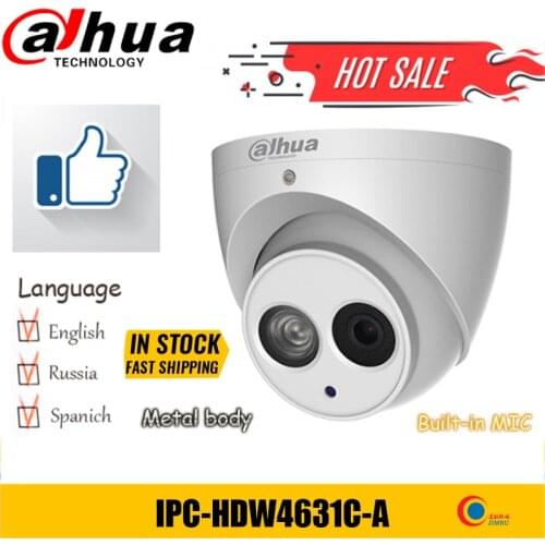 Dahua IPC-HDW4631C-A 6MP POE H.265 Dome IP Camera Built-in mic IPC-HDW4433C-A 4MP IR security cctv Dome Camera PFB203W PFB204W