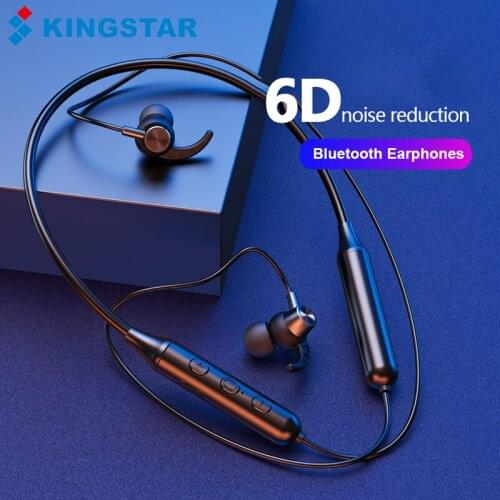 KINGSTAR Wireless Bluetooth Earphones 6D Stereo Magnetic Sports Running Headsets Waterproof Neckband Headphones with Microphone