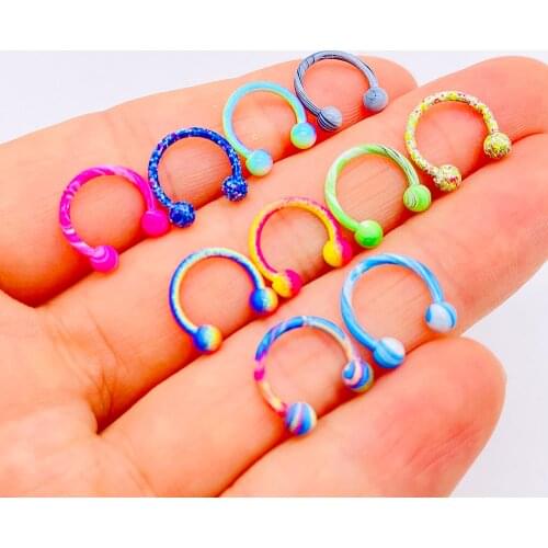Fashion Mixd Color 8mm Stainless Steel Nose Rings Lip Nail Body Clip Hoop Women Septum Piercing Jewelry Party Gift