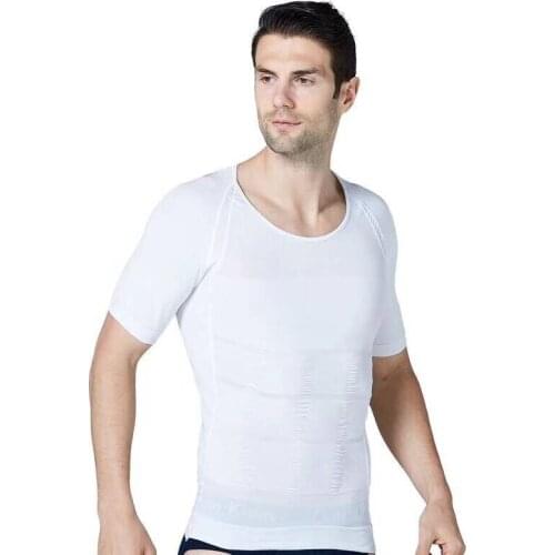 Mens Slimming Body Shapewear Corset Short Sleeves Shirt Compression Abdomen Tummy Belly Control Slim Waist Cincher Underwear