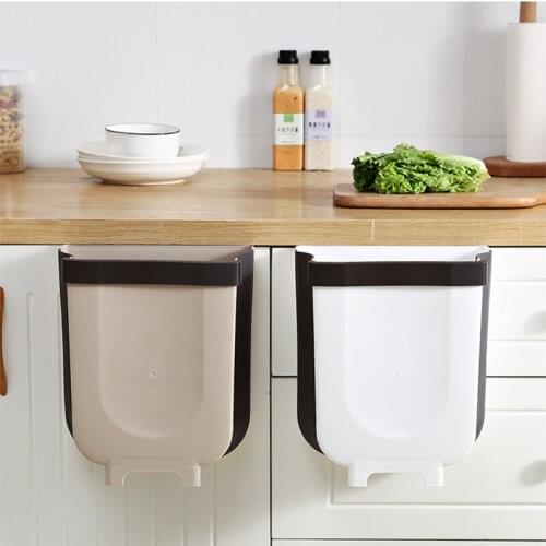 Kitchen Trash Can Household Car Bedroom Bathroom Storage Box Classified Garbage Food Residue Multi Folding Corner Waste Bin
