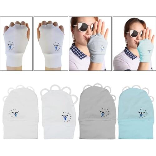 Summer Half-Finger Golf Glove Breathable Women Men Ice Silk Fishing Right/Left Handed Gloves Hands UV Protection Gloves Mittens