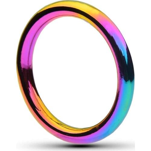 Metal Penis Lock Coloful Cock Ring Male Ball Scrotum Stretcher Delay Ejaculation Cbt BDSM Sex Toy For Men Dick Ring Adults Toys