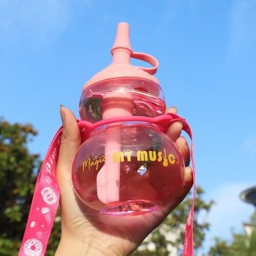 480ML Mini Kids' Water Bottle Cute Bucket Cup Drop-Proof Plastic Drinkware Healthy water bottle For Girls Boys Students