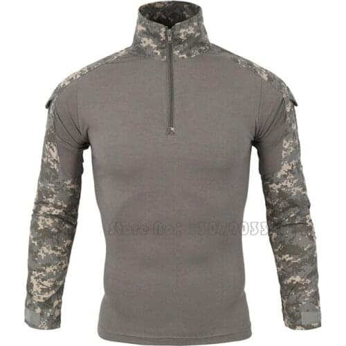 Camouflage Soldiers Combat Army T-Shirt Men Tactical T Shirt Military Force Multicam Camo Long Sleeve Shirt Hunting Gear