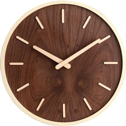 Wall Clock - Battery Operated Vintage Wooden Round Clock Home Decor for Kitchen, Living Room, Bedroom, Office