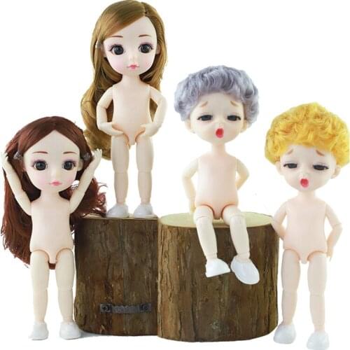 New 16cm Bjd 1/12 Doll 13 Joints Mini Baby Sleepy Face Boy Head with Naked Body Dress Up Fashion Dolls Diy Toys for Girls Gift