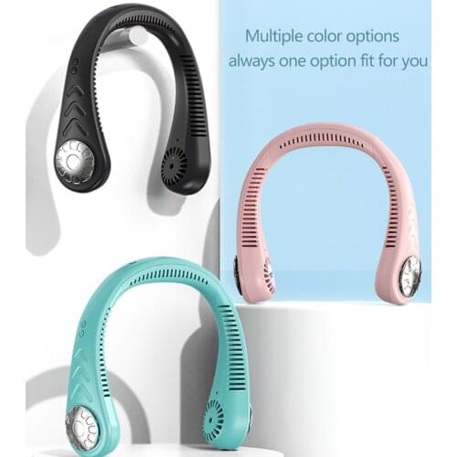 Neck-Mounted Fan USB Rechargeable Hanging Fan 3-Speed Wind Speed Silent Leafless Fan Office Home Sports Travel