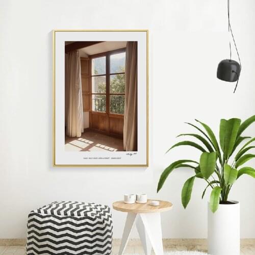 Simple Scandinavian small fresh building window sunshine mural poster picture print porch canvas decorative painting