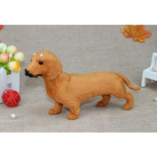 Lifelike toy brown dachshund about 23x12cm hard model,polyethylene&furs standing dog,home decoration birthday gift b0275