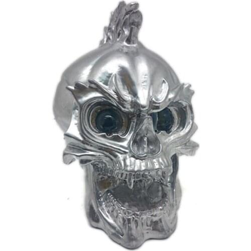 Silver LED Skull Head Light Headlight Lamp Cruiser Chopper Bobber Touring Custom Motorcycle