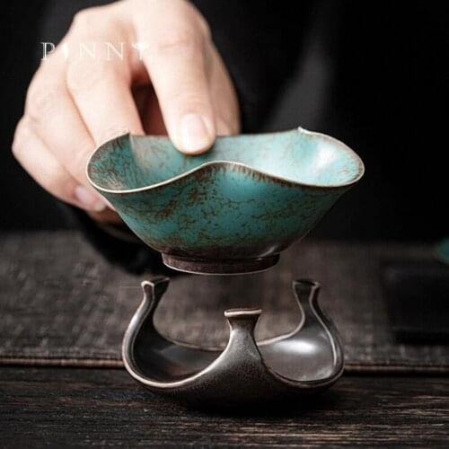 PINNY Ceramic Turquoise Glaze Tea Strainers Coarse Pottery Tea Leaf Spice Filter Chinese Kung Fu Tea Accessories