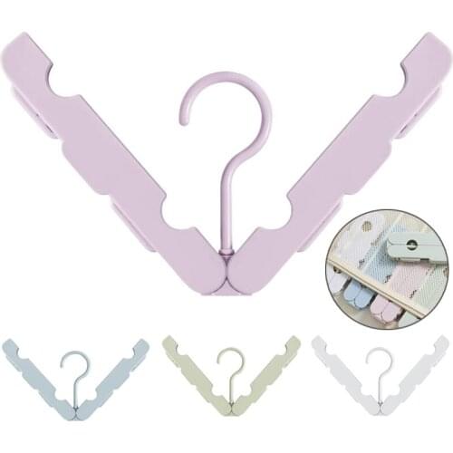 Folding Travel Hangers with Stocking Clips Non-slip Foldable Clothes Hangers Travelling Drying Rack Collapsible Clothing Hanger