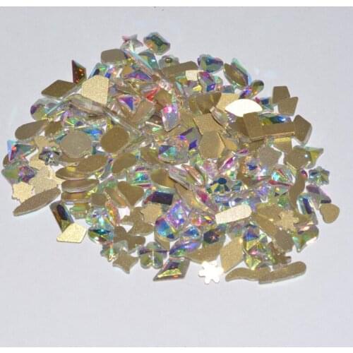 50pcs Crystals Diamond Stone Strass AB Glass Flatback Rhinestones for Nails Art Decorations 3D Mix Shaped Nail Product Supplies