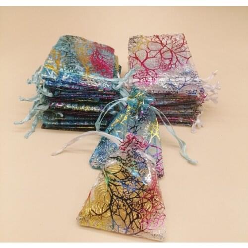 1000Pcs Striped Sachet Bag Colorful Coral Organza Bags Drawstring Mini Bags for Women Wedding Gift Jewelry Packaging Storage Bag