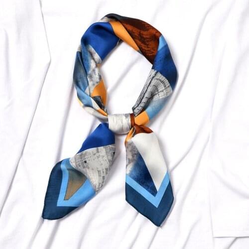 Yishine New 70*70cm Womens Abstract Geometric Print Small Square Scarf Shawl Women Satin Hair Scarfs for Ladies Neckerchief