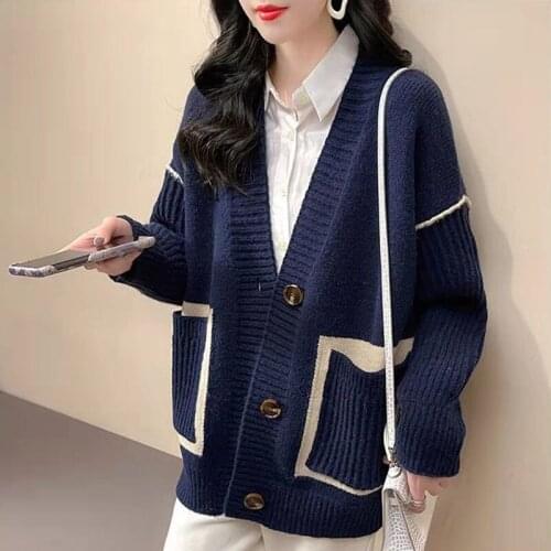 Oversized Cardigan Womens Sweater Coat Long Sleeve V-neck Knit Cardigan Sweater Autumn Winter
