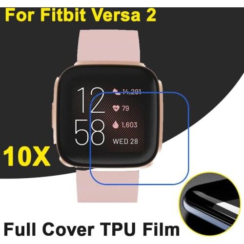 10pcs/lot Full Cover Soft TPU Anti-Scratch Protective Films For Fitbit Versa 2 Versa2 Sport Band SmartWatch Screen Protectors