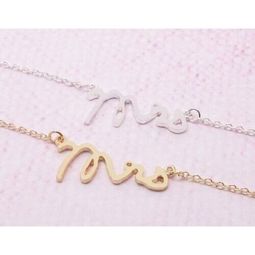 10PCS- Simple Dainty Mrs Bracelet Stamped Metal Wire Word Script Bracelet Tiny Love Initial Alphabet Letters Bracelets