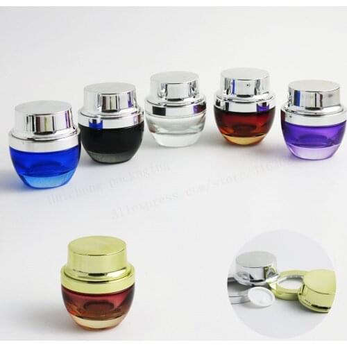 200 x 30G Glass Cream Jar 30cc Clear red black purple Blue Mini Cosmetic Container with Gold Silver lids