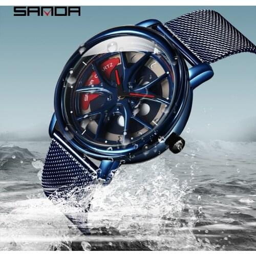 SANDA Top Brand Fashion Outdoor Men Watch Special Rotating Dial Wheel Watches Quartz Movement Gift Wristwatch Montre Homme 1025