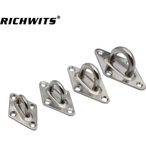 4Pcs 5mm 6mm 8mm 10mm Stainless Steel 316 Ceiling Wall Mount Hook Heavy Duty Anchor Eye Plate For Boat Yoga Swings Hammocks