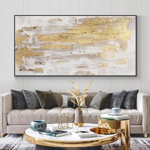Abstract Painting With Gold Foils 100% Hand Painted On Canvas Modern Decorative Oil Painting Wall Art For Living Room Home Decor