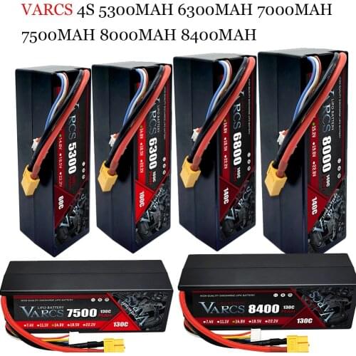 VARCS Lipo Battery 4S 14.8V 5300mAh 6300mAh 6800mAh 7500mAh 8000mAh 8400mAh 10000mAh XT60 Deans/T EC5 TRX for RC 1/8 1/10 Car