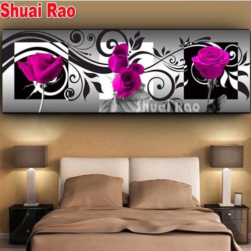 5d diy diamond painting Purple Rose flower full square round diamond embroidery large Size diy craft supplies decor