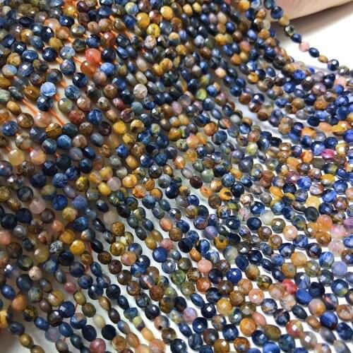 Loose beads Pietersite coin faceted 2*4mm 14" for DIY jewelry making FPPJ wholesale beads nature gem stone