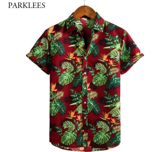Retro Floral Printed Mens Hawaiian Shirt 2020 Vintage Summer Shirts for Men Casual Button Beach Holiday Short Sleeve Short Male