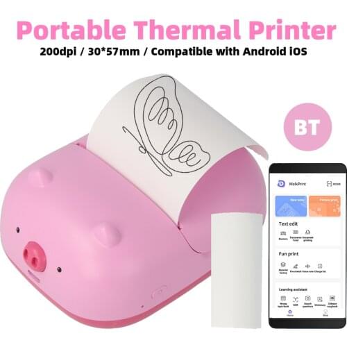 Pocket Printer Portable Thermal Printing Machine Bluetooth Mini Photo Picture Lable Office Home Android iOS Phone 57mm200dpi#R20