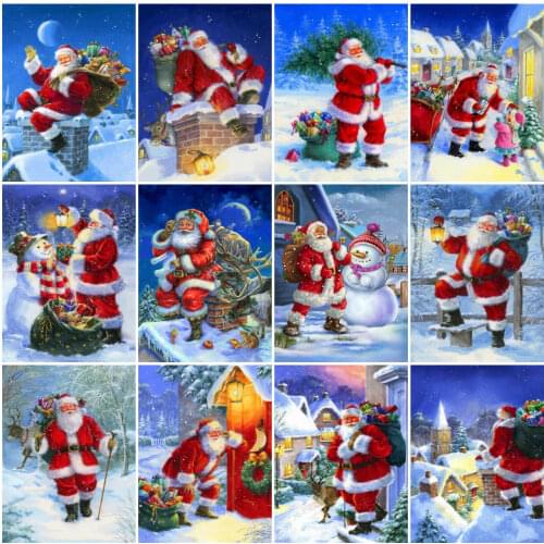 AZQSD Painting By Numbers Santa Claus Christmas Picture Oil Painting By Numbers Winter Modern Home Decor Gift Wall Art