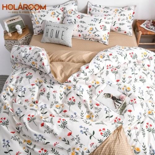 Spring Bedding Set Summer Flower Duvet Cover Set Pastoral Style Simplicity Print Bed Sheet Daisy Bed Set 3/4pcs Bedding Set