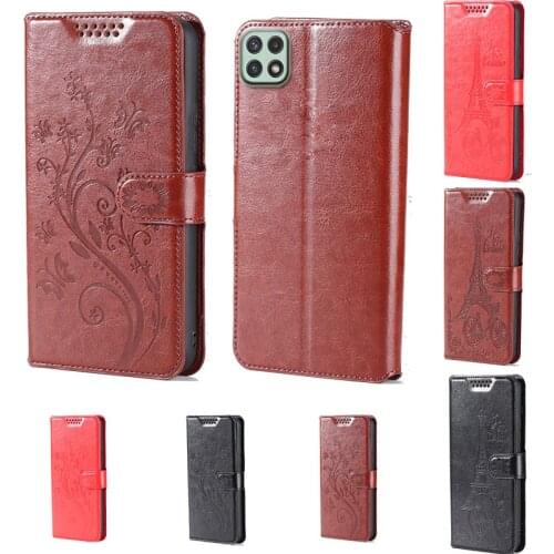 Butterfly flower Tower Flip Leather Wallet Phone Case For Samsung Galaxy A22 5G Stand function Phone cover card slot