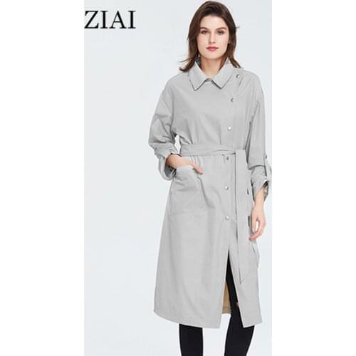 ZIAI 2020 spring jacket women long light beige cool coats fashion female coat outwear top brand quality in stock ZS-7090