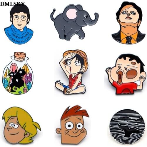 MD076 DMLSKY Cartoon Brooch Metal badge Women and Men Anime Enamel Pins Clothes Brooches Shirt Collar Pin Gifts