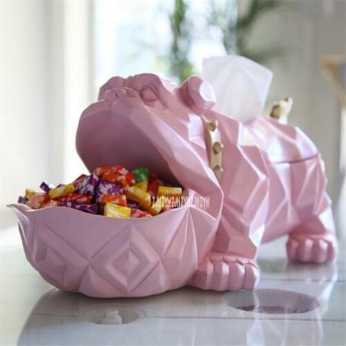 Multifunctional Living Room Creative Tissue Box Desktop Tea Table TV Wine Cabinet Dog Key Candy Resin Dog Storage Ornament