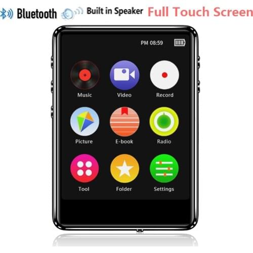 MP3 Player with Bluetooth5.0 Portable Music Player with FM/Recorder, HiFi Lossless Sound, Built-in Speaker, 2.4Inch Touch Screen