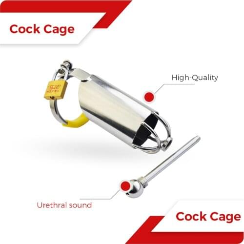 Tubular Male Small Chastity Cage Metal Cock Device Steel Penis Ring Lock BDSM Bondage Prevent Cheating Sex Toys for Couple Men
